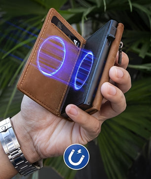 Men's Slim RFID Blocking Automatic Pop-Up Carbon Fiber Metal Card Holder Wallet